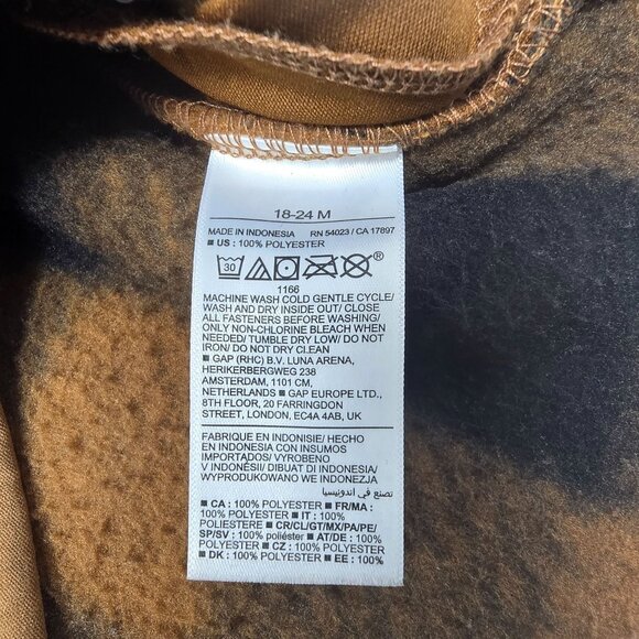 Old Navy Toddler Hooded Pullover Jacket 18-24M Brown & Black Plaid Polyester - Picture 4 of 5